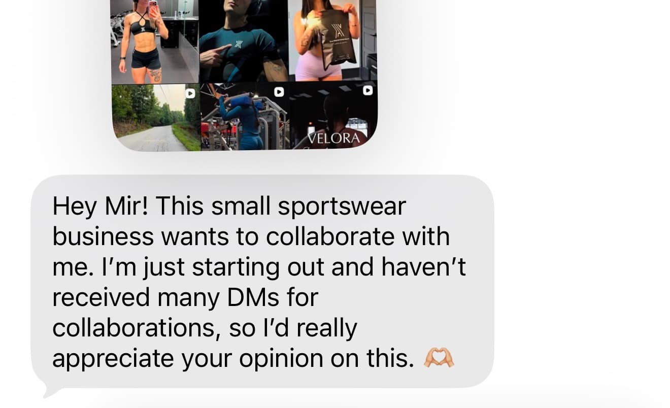 Message screenshot thanking Miranda for a live training and noting misconceptions about UGC that were cleared up